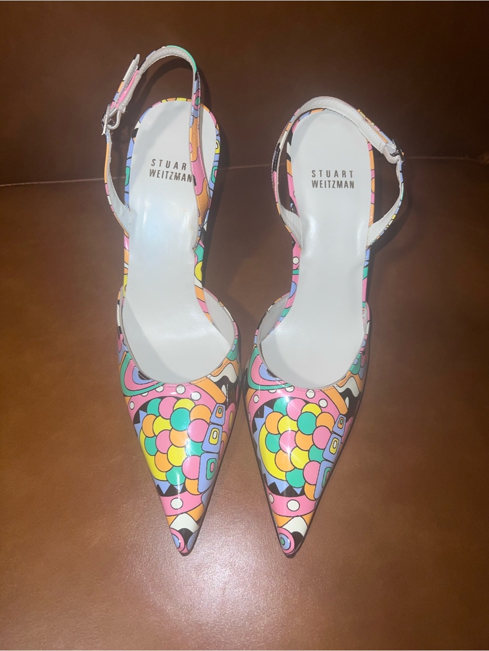Stuart Weitzman Patent Leather Printed Slingback size 6.5M - Picture 3 of 11